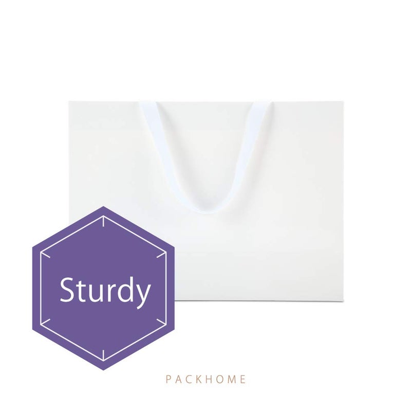 PACKHOME 10 Large Gift Bags 14.5x5x10.5 Inches, White Premium Gift Bags with Handles for Gift Giving (Glossy White) - Image 4